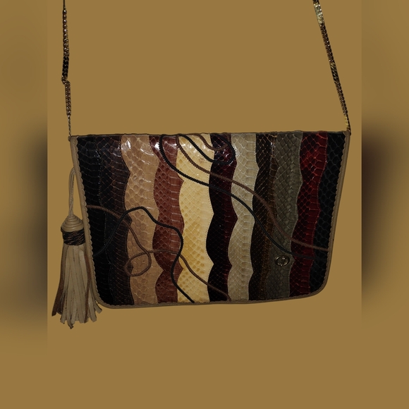 Vintage Carlo Fiori made in itay snake skin color chain crossbody - Picture 3 of 4